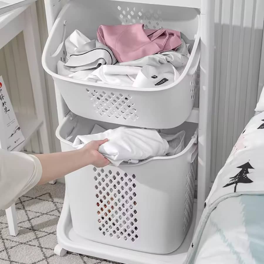 2-Tier Rolling Laundry Basket Cart: $33.06
