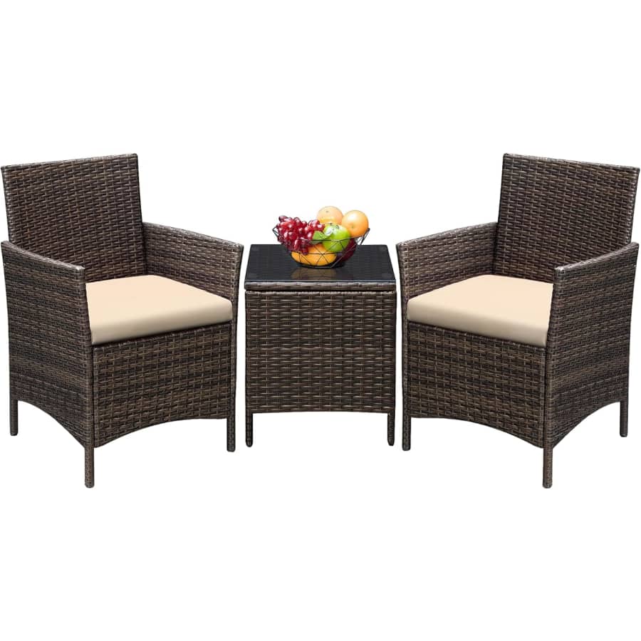 Greesum 3-Piece Rattan Wicker Patio Furniture Set: $89.98 Greesum 3-Piece Rattan Wicker Patio Furniture Set: $89.98
