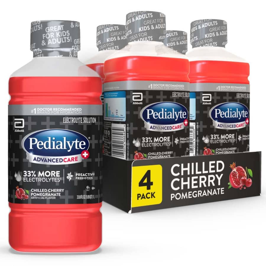 Pedialyte AdvancedCare+ 1-Liter Electrolyte Hydration Drink 4-Pack: $13.52