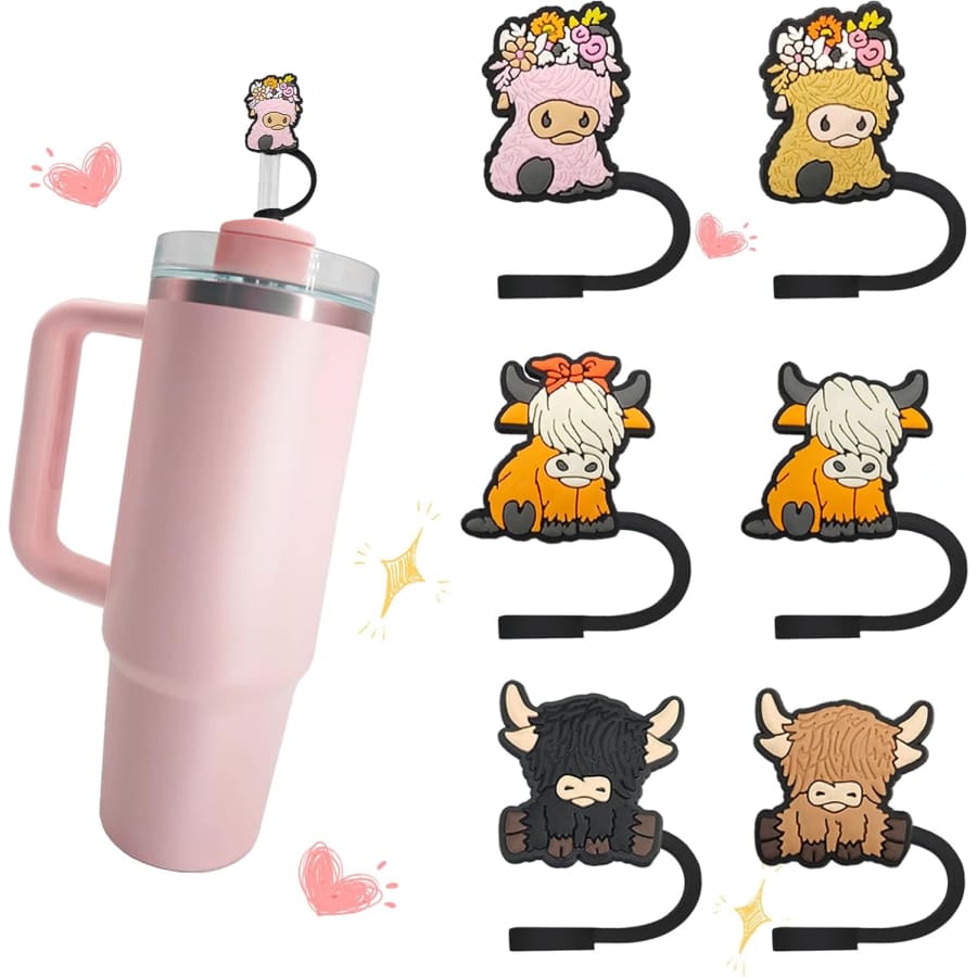 Highland Cow Straw Cover Cap for Stanley Cup 6-Pack: $2.49 Highland Cow Straw Cover Cap for Stanley Cup 6-Pack: $2.49