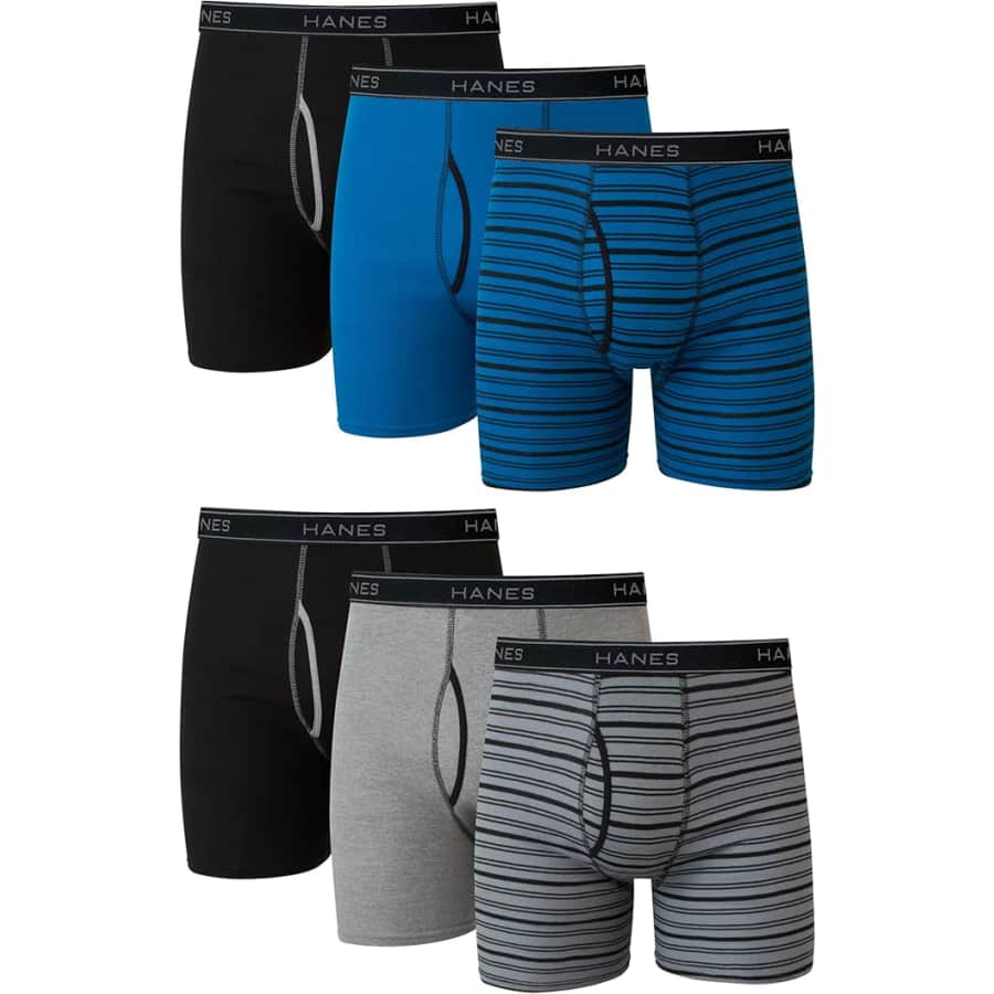 Hanes Men's Cool Dri Boxer Briefs 6-Pack: $15 Hanes Men's Cool Dri Boxer Briefs 6-Pack: $15