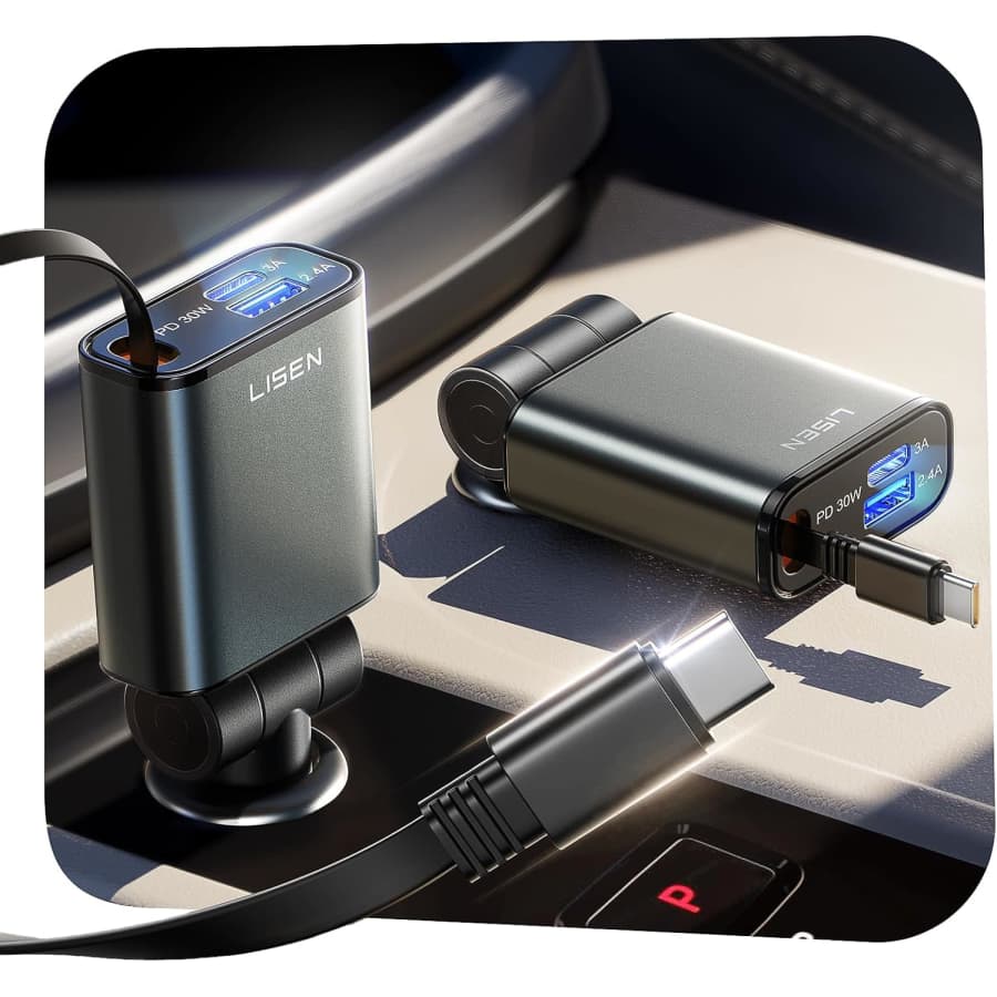 Lisen 57W USB-C Fast Charging Retractable Car Charger: $9.99 Lisen 57W USB-C Fast Charging Retractable Car Charger: $9.99