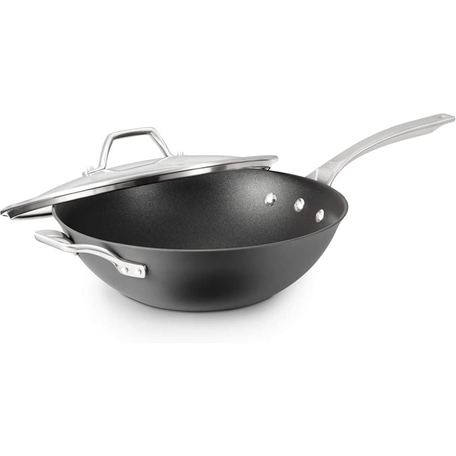 Calphalon Signature Hard-Anodized Nonstick 12" Flat Bottom Wok with Cover: $91 Calphalon Signature Hard-Anodized Nonstick 12" Flat Bottom Wok with Cover: $91