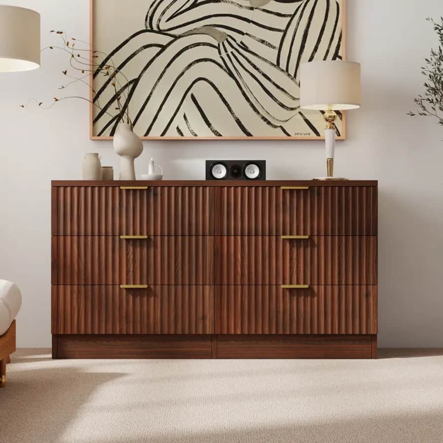 Yitahome 47.5" Walnut 6-Drawer Dresser: $139.99