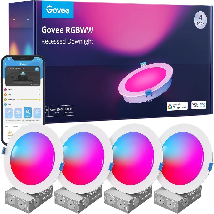 Govee Smart Recessed Lighting 6" Downlight 4-Pack: $80