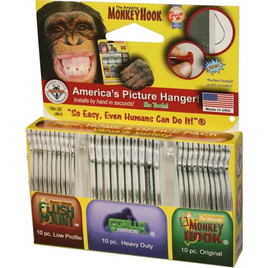 Monkey Hook 30-Piece Heavy-Duty Picture Hanger Set: $9.50 Monkey Hook 30-Piece Heavy-Duty Picture Hanger Set: $9.50