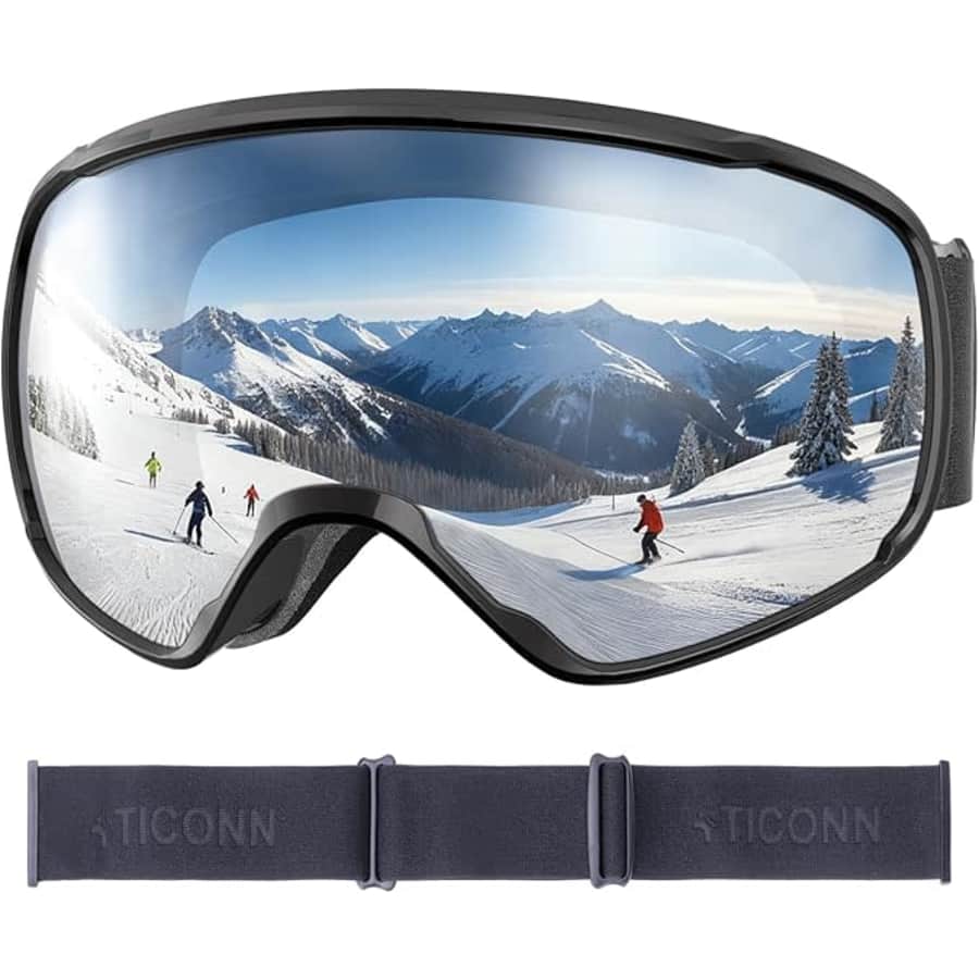 Ticonn Anti-Fog UV Protecting Ski Goggles: $20.99 Ticonn Anti-Fog UV Protecting Ski Goggles: $20.99
