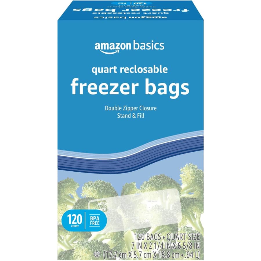 Amazon Basics Freezer Quart Bags 120-Pack: $5.22 via Sub. & Save