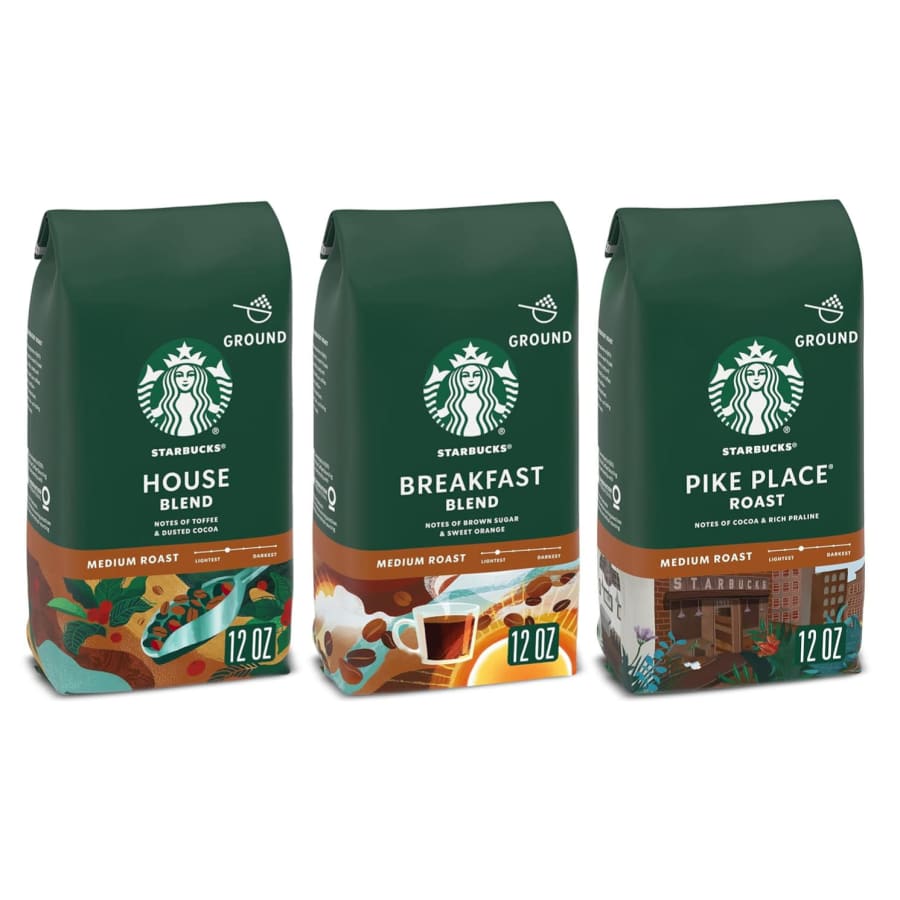 Starbucks Medium Roast Ground Coffee 12-oz. Bag Variety 3-Pack: $15 via Sub & Save Starbucks Medium Roast Ground Coffee 12-oz. Bag Variety 3-Pack: $15 via Sub & Save