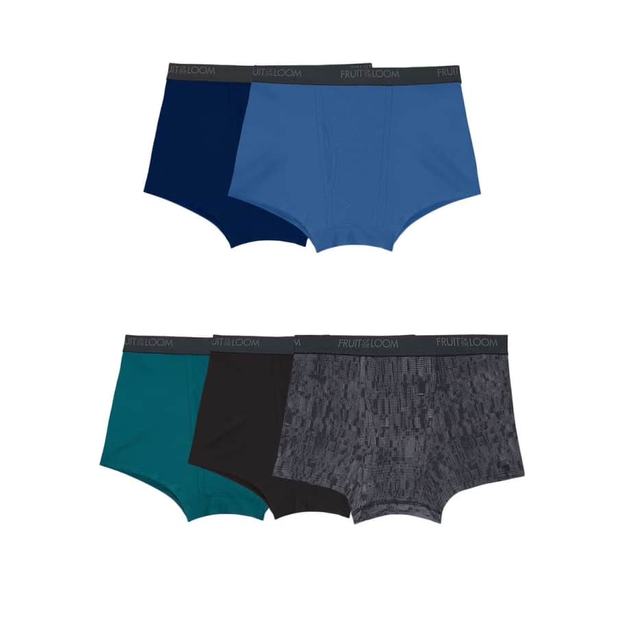 Fruit of the Loom Men's Micro-Stretch Short Leg Boxer Briefs 5-Pack: $5.60