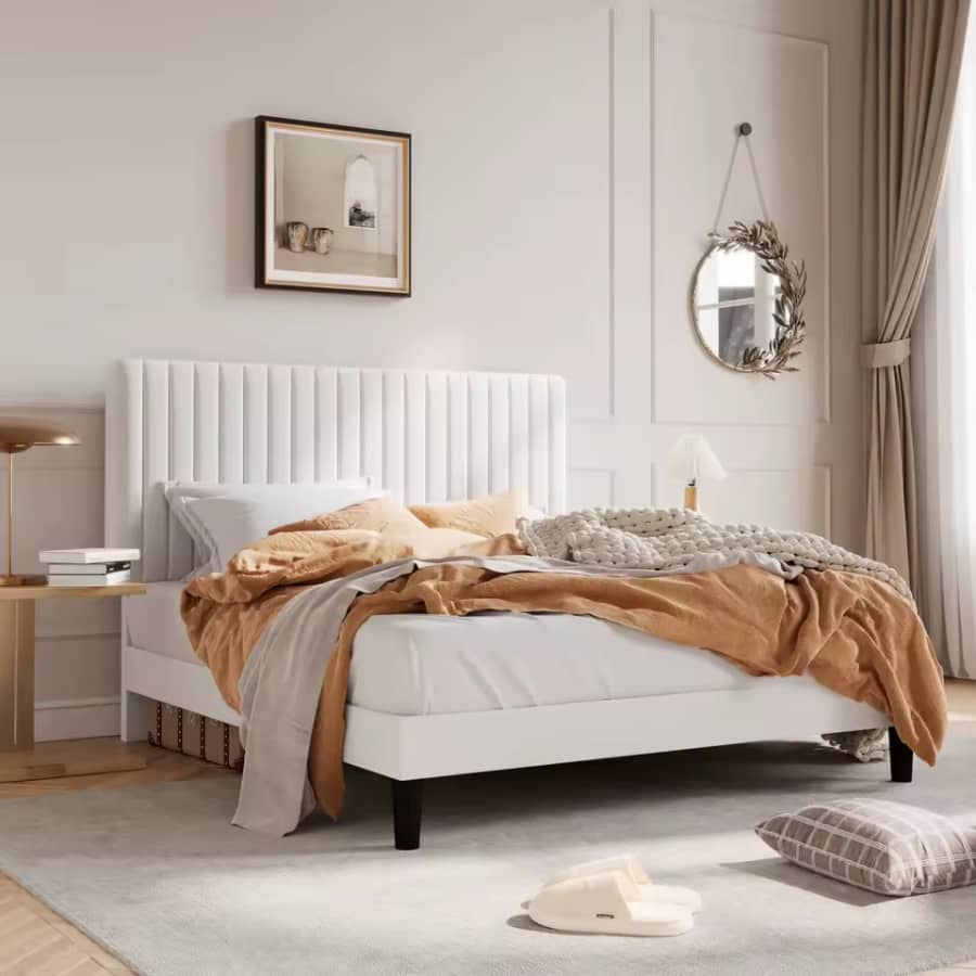 Hoomic Queen Upholstered Platform Bed: $84.01 Hoomic Queen Upholstered Platform Bed: $84.01