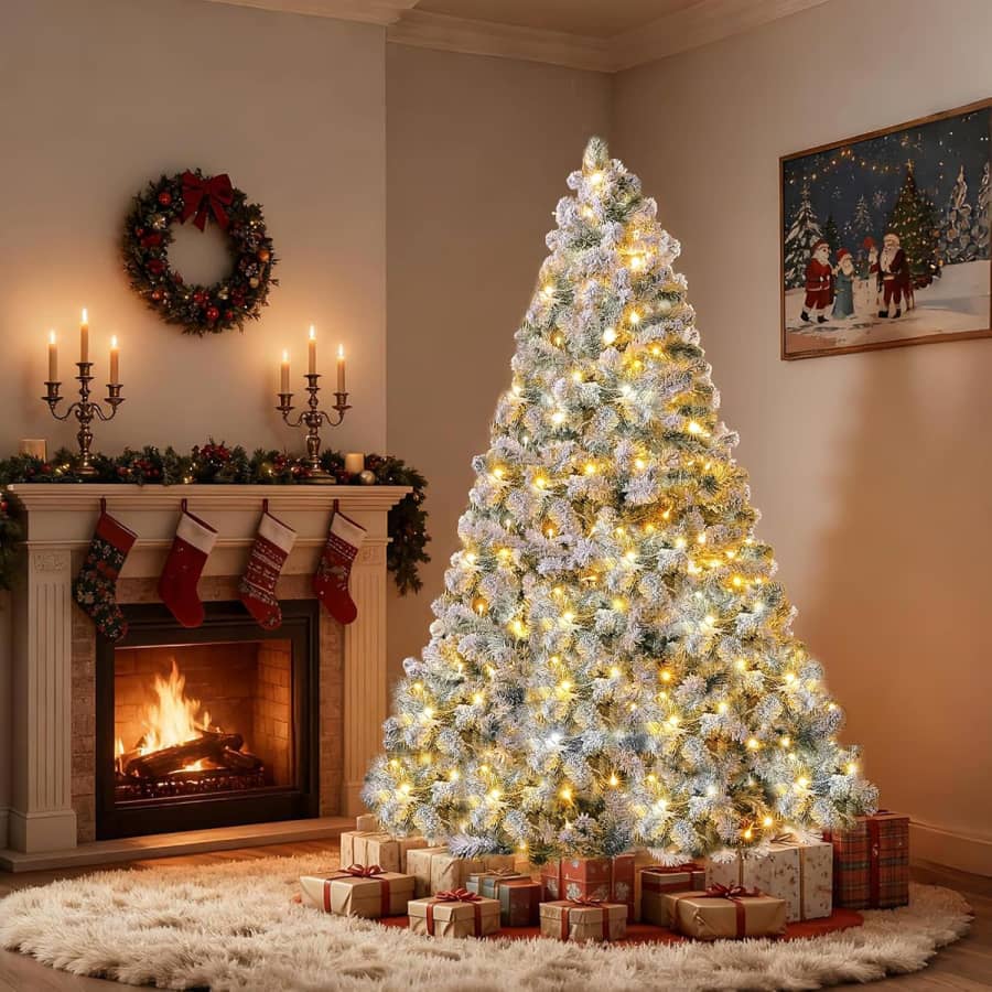 Novaroot 6-Foot Pre-Lit Flocked Artificial Christmas Tree: $63 in cart w/ Prime