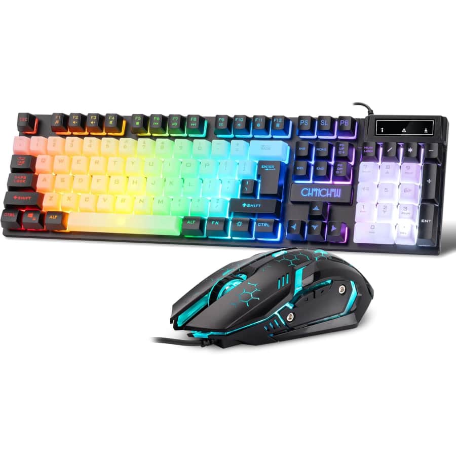 Rainbow LED USB Wired Keyboad and Mouse Combo: $13