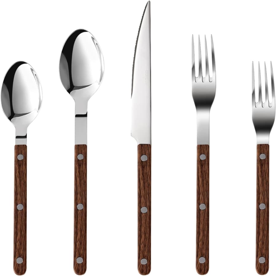 Carote 20-Piece Wood Handle Silverware Set: $10