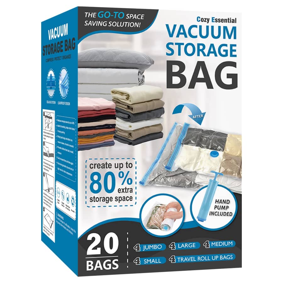 Vacuum Storage Bags 20 Pack w/ Hand Pump: $24.99 Vacuum Storage Bags 20 Pack w/ Hand Pump: $24.99