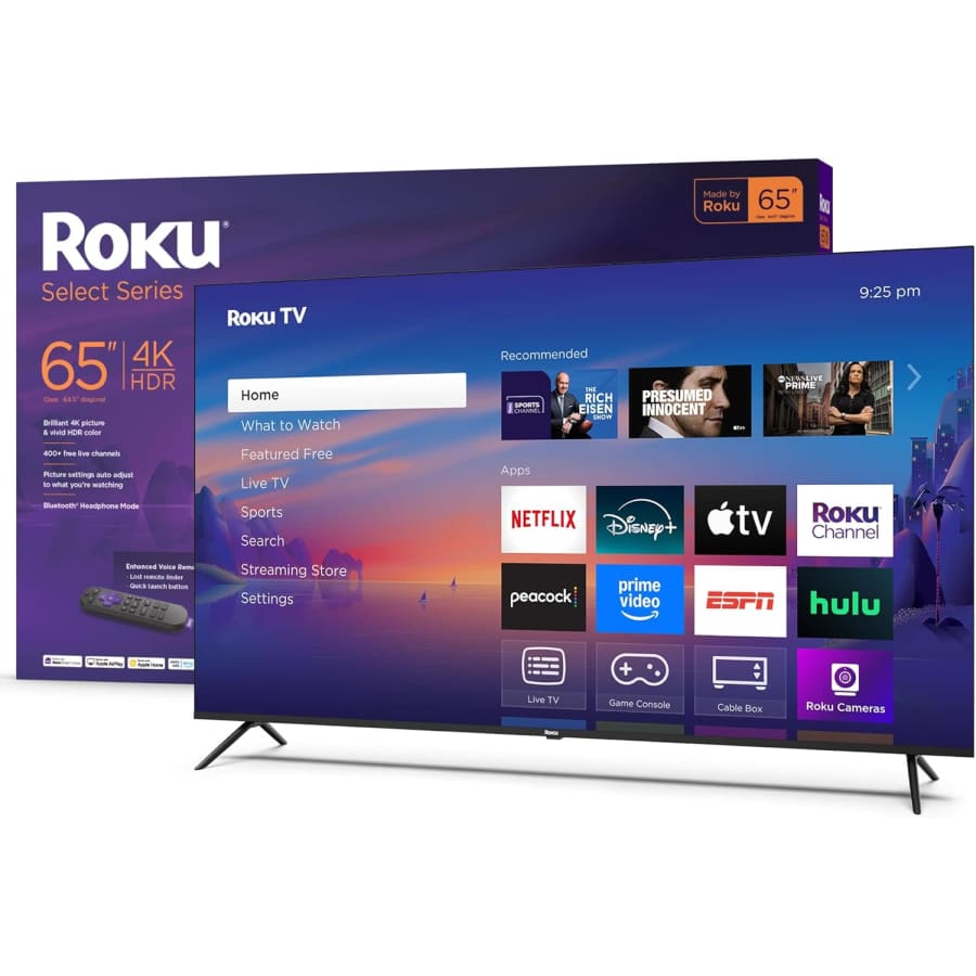 Roku 65" 4K UHD HDR Smart TV (2025): $348