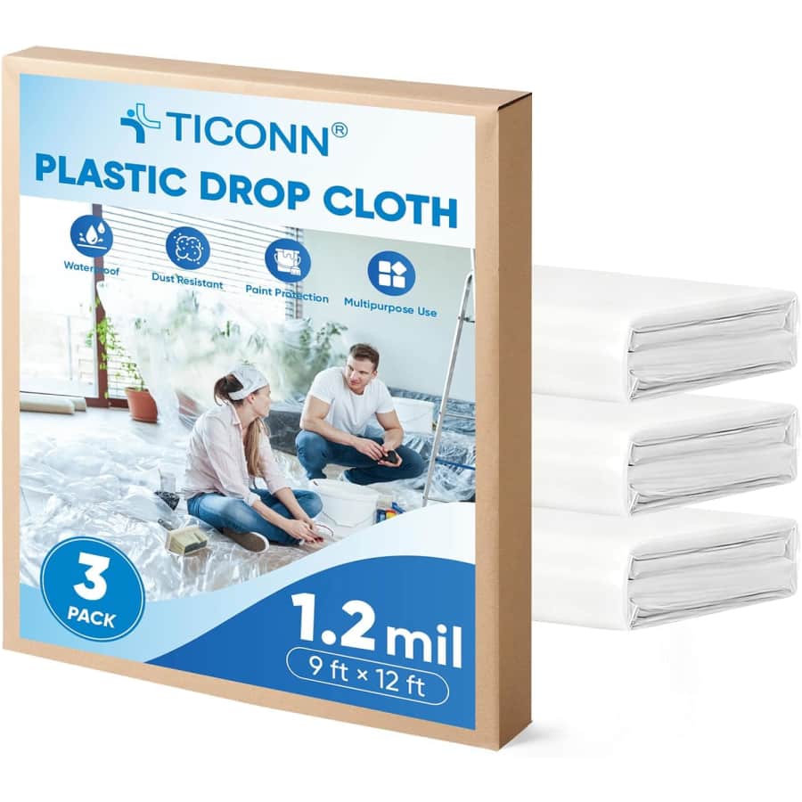 Ticonn 12x9-Foot 1.2mil Plastic Drop Cloths: From $8.39 Ticonn 12x9-Foot 1.2mil Plastic Drop Cloths: From $8.39