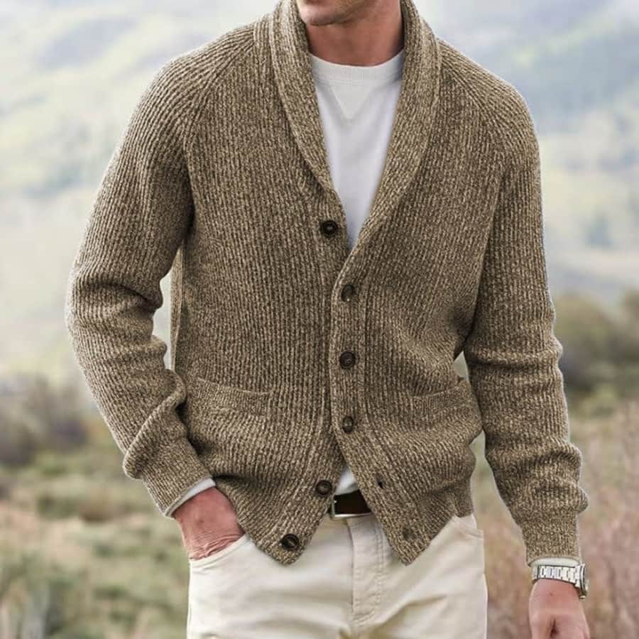 Koulb Men's Ribbed Knit Cardigan: $15