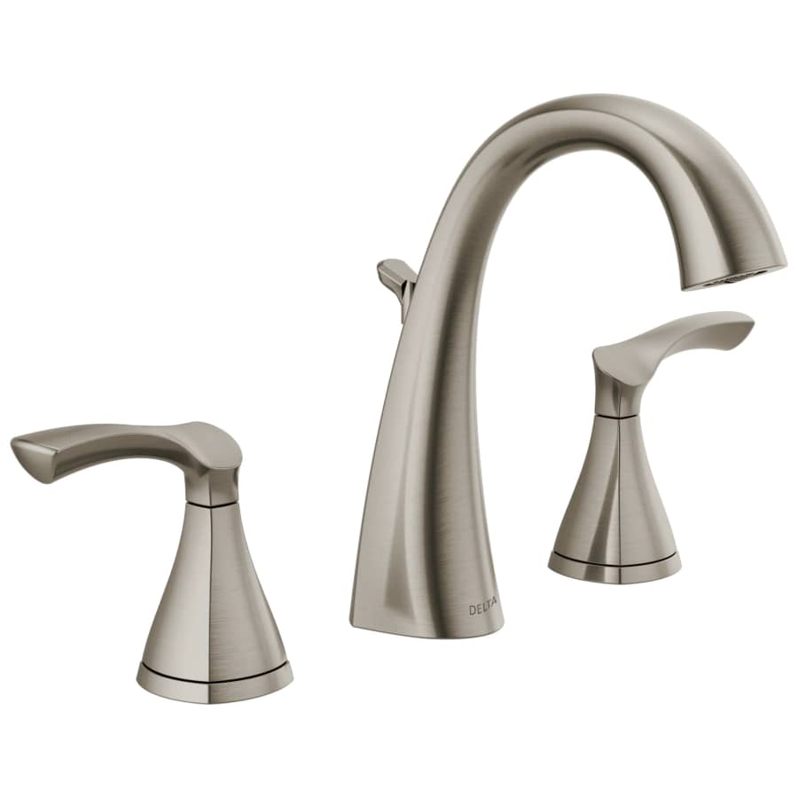 Delta Faucet Delta Sandover Spotshield Widespread 2-Handle WaterSense Bathroom Sink Faucet w/ Drain: $99