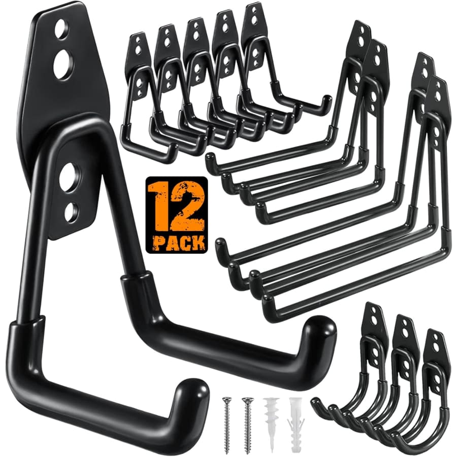 Heavy Duty Garage Hooks 12-Pack: $22