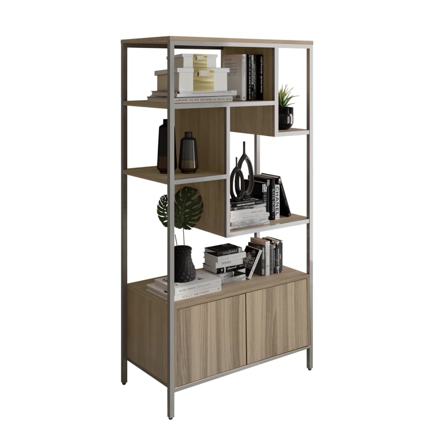 Techni Mobili Modern 5-Tier Standard Bookcase with Cabinet: $126 Techni Mobili Modern 5-Tier Standard Bookcase with Cabinet: $126