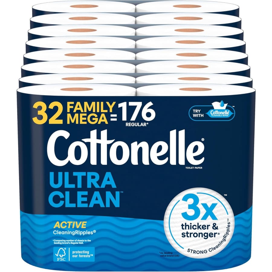 Cottonelle Ultra Clean Toilet Paper Family Mega Roll 32-Pack: $23 via Sub. & Save Cottonelle Ultra Clean Toilet Paper Family Mega Roll 32-Pack: $23 via Sub. & Save
