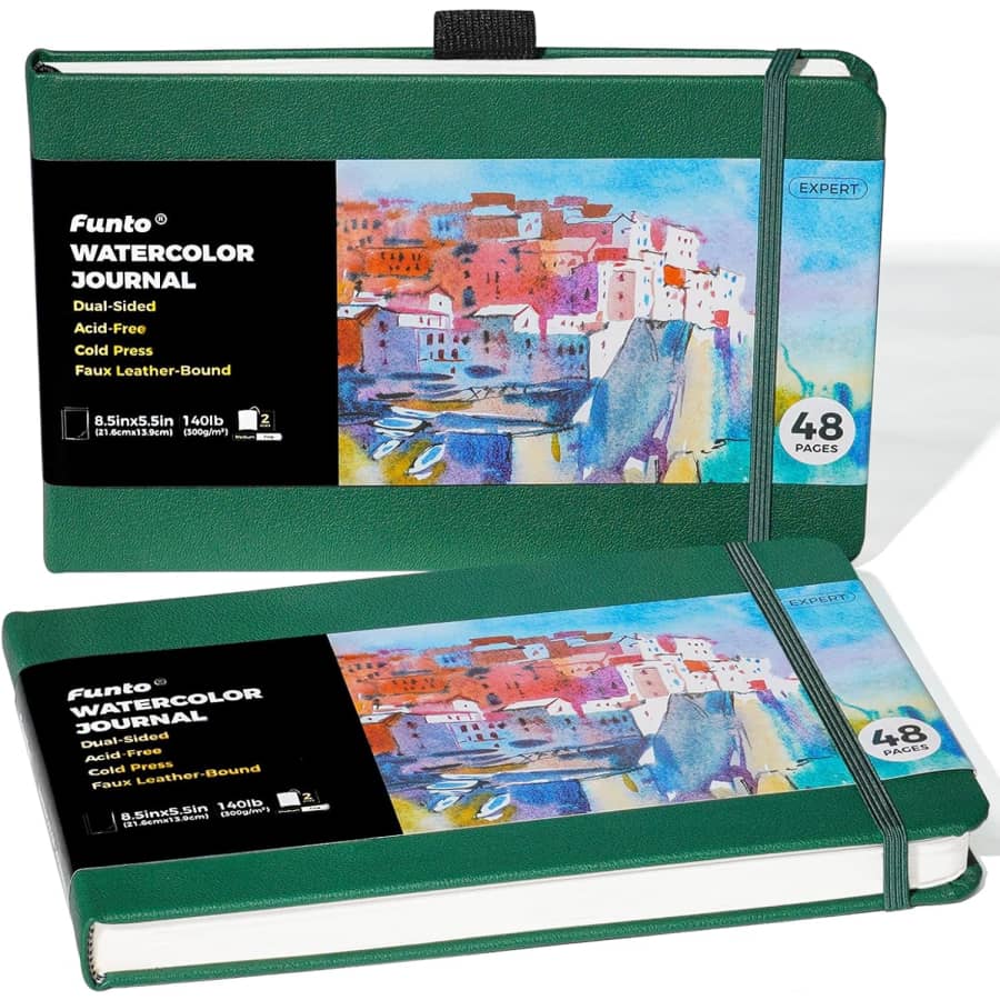 Funto 8.5" x 5.5" Watercolor Journal 2-Pack: $12