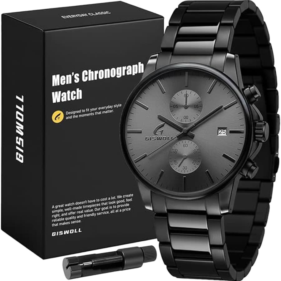 Giswoll Stylish Stainless Steel Chronograph Watch: $19.99