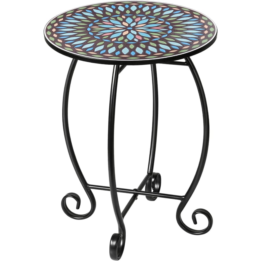 The Home Cult 14" Metal Scrollwork Ceramic Tile Tabletop Side Table: $31.49 The Home Cult 14" Metal Scrollwork Ceramic Tile Tabletop Side Table: $31.49