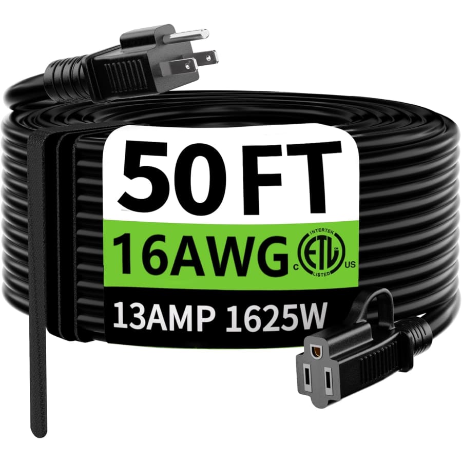 50-Foot 16/3 Gauge Extension Cord: $16