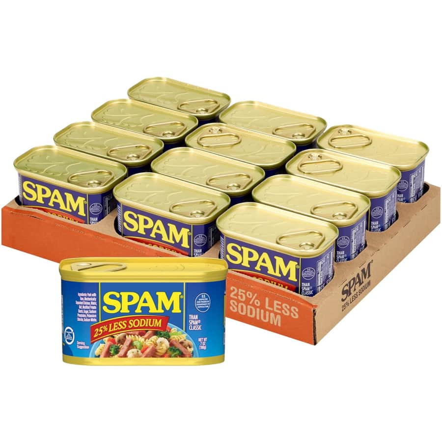 Spam 25% Less Sodium 7-oz. Can 12-Pack: $26 via Sub & Save