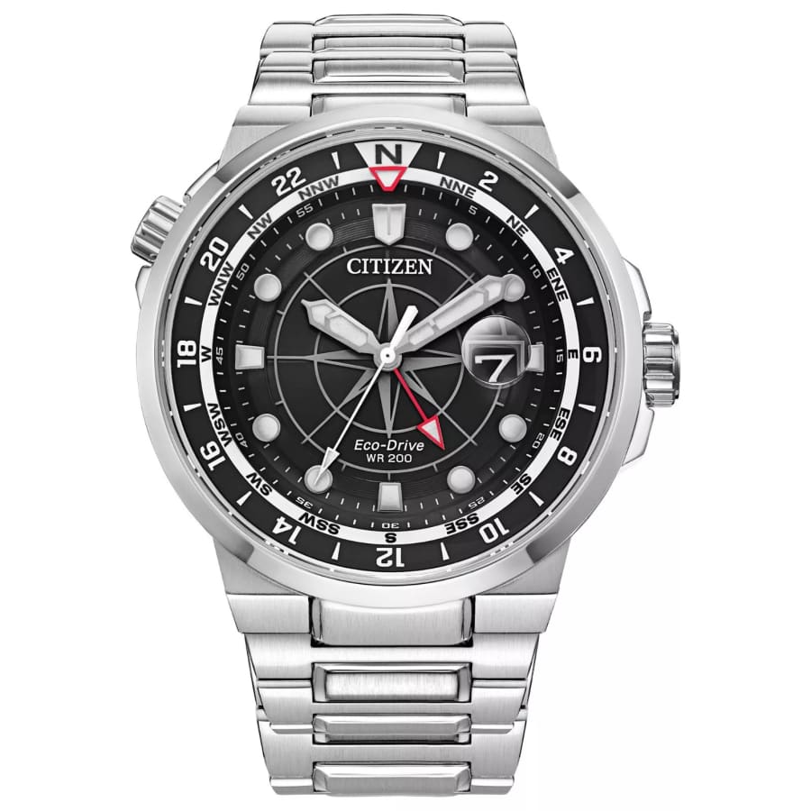 Refurb Citizen Men's 44mm Eco-Drive Dual Time Stainless Steel Watch: 140.79
