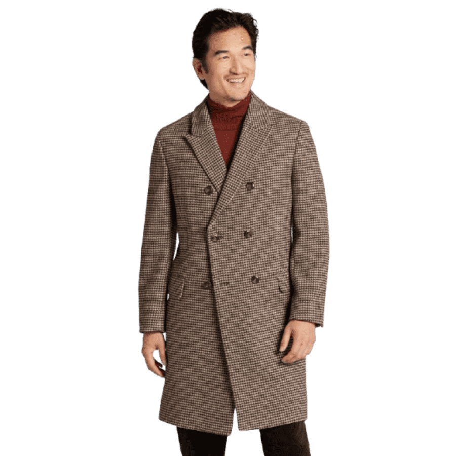 Joseph Abboud Men's Double-Breasted Wool-Blend Houndstooth Topcoat: $59.99