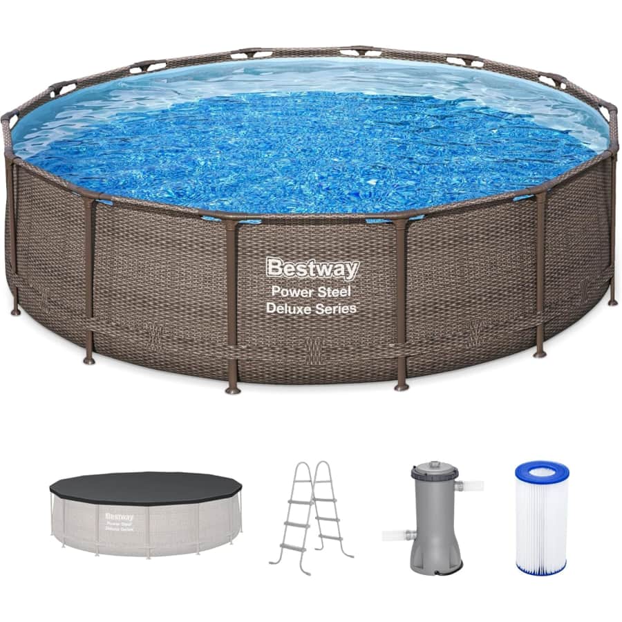Bestway Power Steel 14ft x 42" Round Above Ground Swimming Pool Set: $400