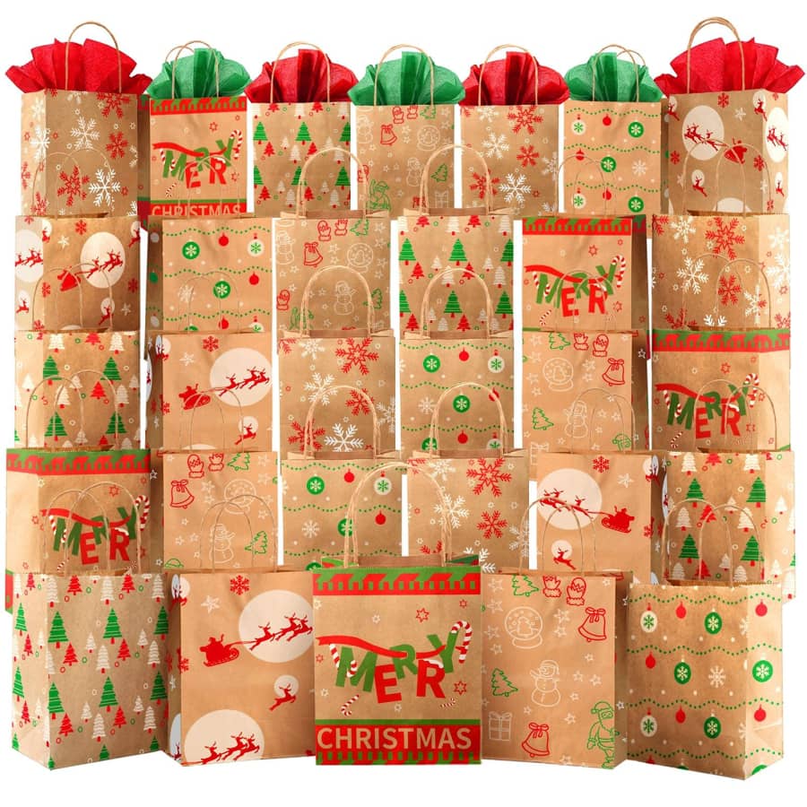 Kidtion 30-Count Christmas Gift Bags w/ Tissue Paper: $17 via Sub & Save Kidtion 30-Count Christmas Gift Bags w/ Tissue Paper: $17 via Sub & Save