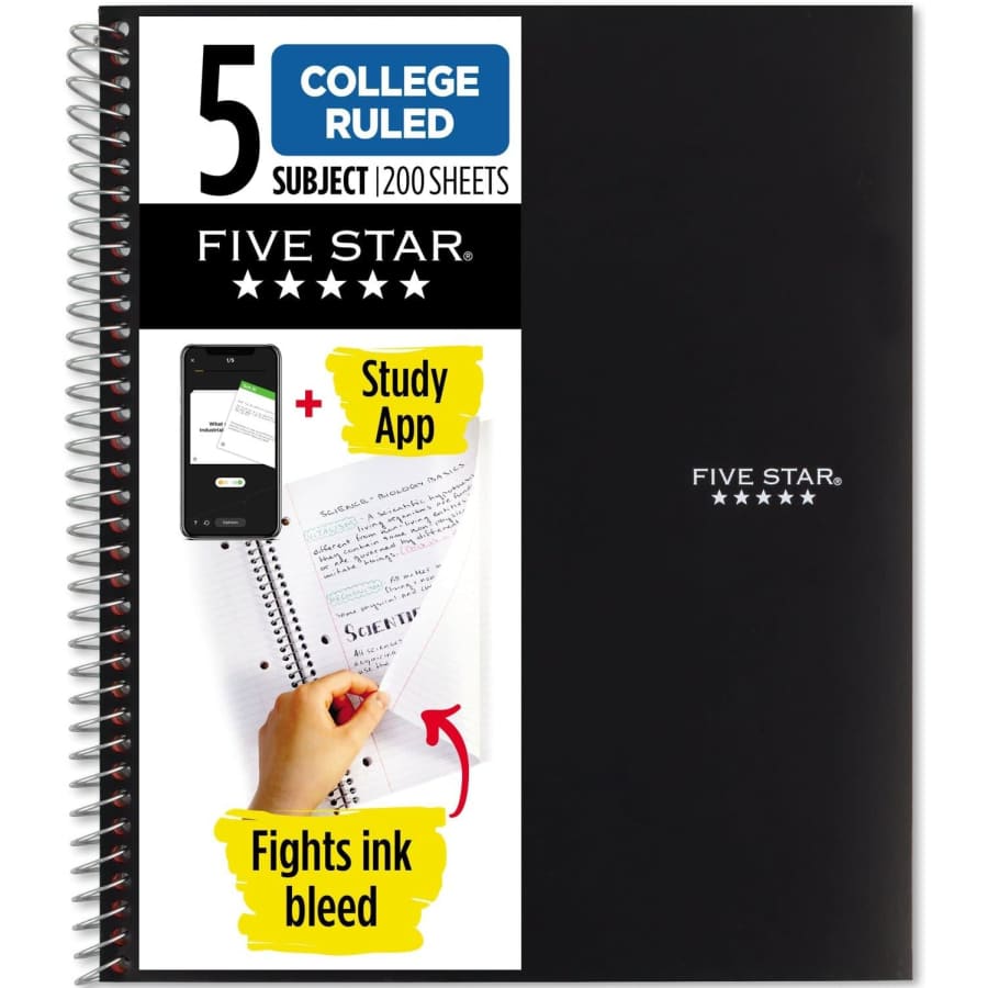 Five Star 5 Subject 200-Sheet Spiral Notebook: $5.68