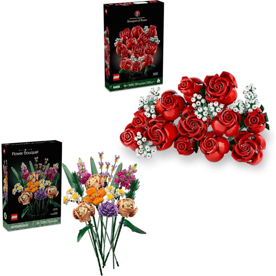LEGO Botanicals Flower Bouquet + Bouquet of Roses Building Sets: $84