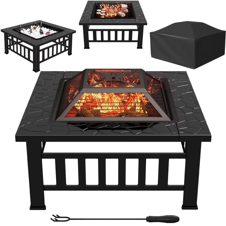 Lacoo 32" Patio Square Fire Pit Table: $66.49