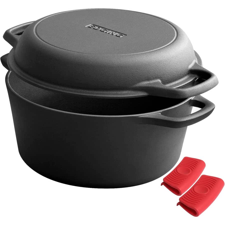 5-Quart Pre-Seasoned Cast Iron Dutch Oven w/ Skillet Lid: $32