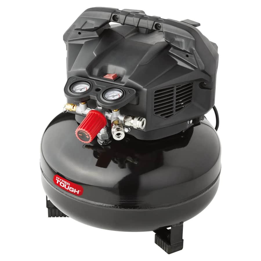 Hyper Tough 6-Gallon 150 PSI Oil-Free Pancake Air Compressor: $100 Hyper Tough 6-Gallon 150 PSI Oil-Free Pancake Air Compressor: $100