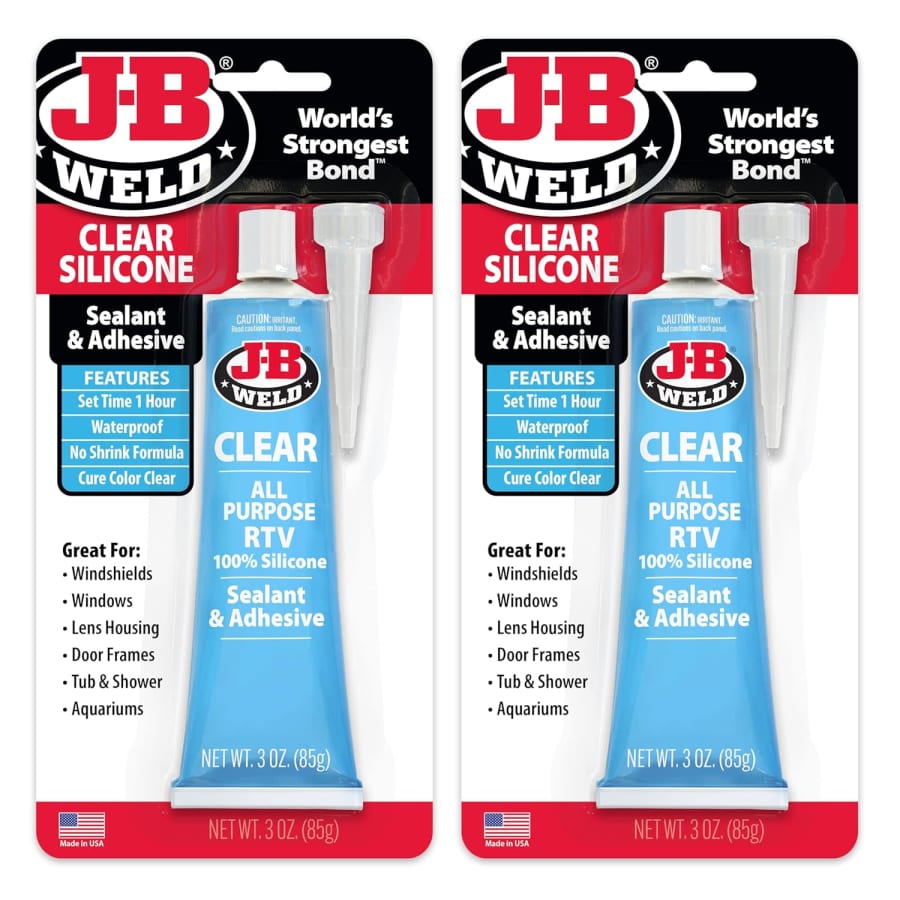 J-B Weld Clear All-Purpose RTV Silicone Sealant and Adhesive 3-oz. Tube 2-Pack: $6.98 J-B Weld Clear All-Purpose RTV Silicone Sealant and Adhesive 3-oz. Tube 2-Pack: $6.98