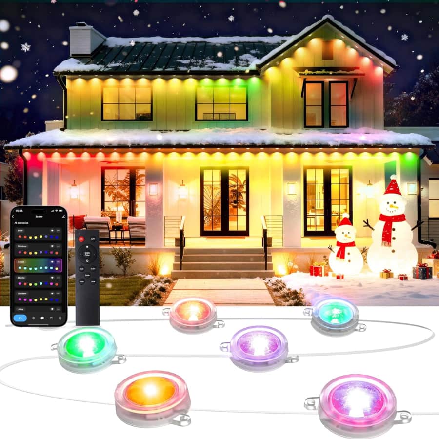 Pak Permanent Outdoor 50-Foot Smart RGB+IC LED String Lights: $48.24