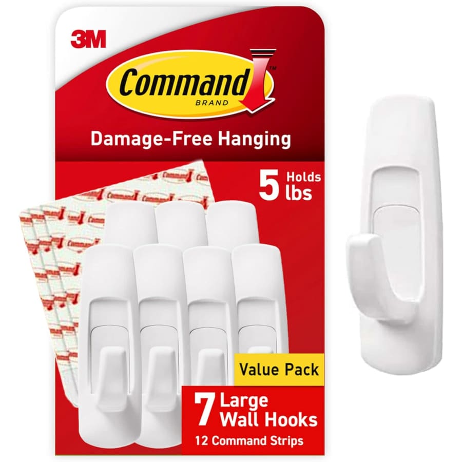 Command Large Utility Hooks (7-Hooks, 12-Strips): $9 Command Large Utility Hooks (7-Hooks, 12-Strips): $9