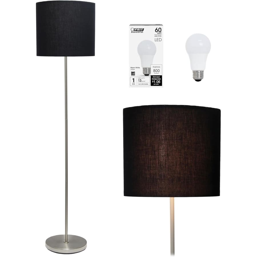 Simple Designs Traditional Brushed Nickel Stick Floor Lamp w/ LED Bulb: $45 Simple Designs Traditional Brushed Nickel Stick Floor Lamp w/ LED Bulb: $45