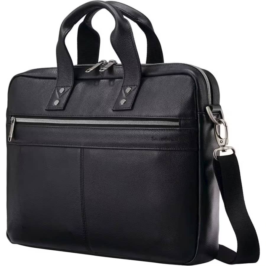 Samsonite Leather Slim Brief for 15.6" Laptop: $99 Samsonite Leather Slim Brief for 15.6" Laptop: $99