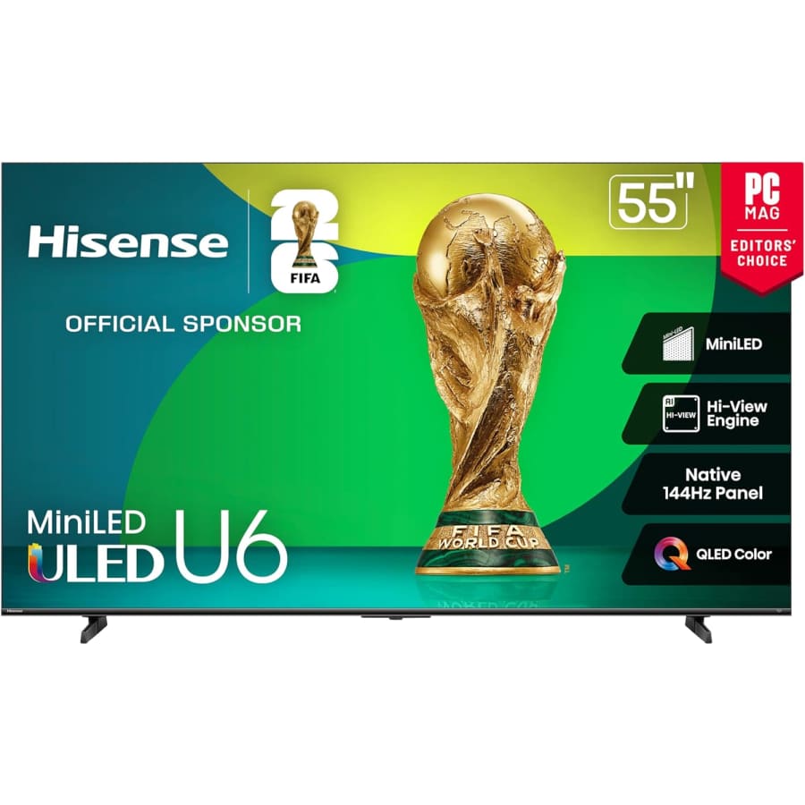 Hisense U6 Series 55U65QF 55" 4K HDR QLED UHD Smart TV: $397.99