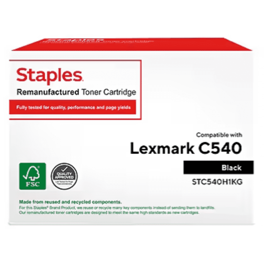 Staples High-Yield Black Toner Cartridge for Lexmark: $3