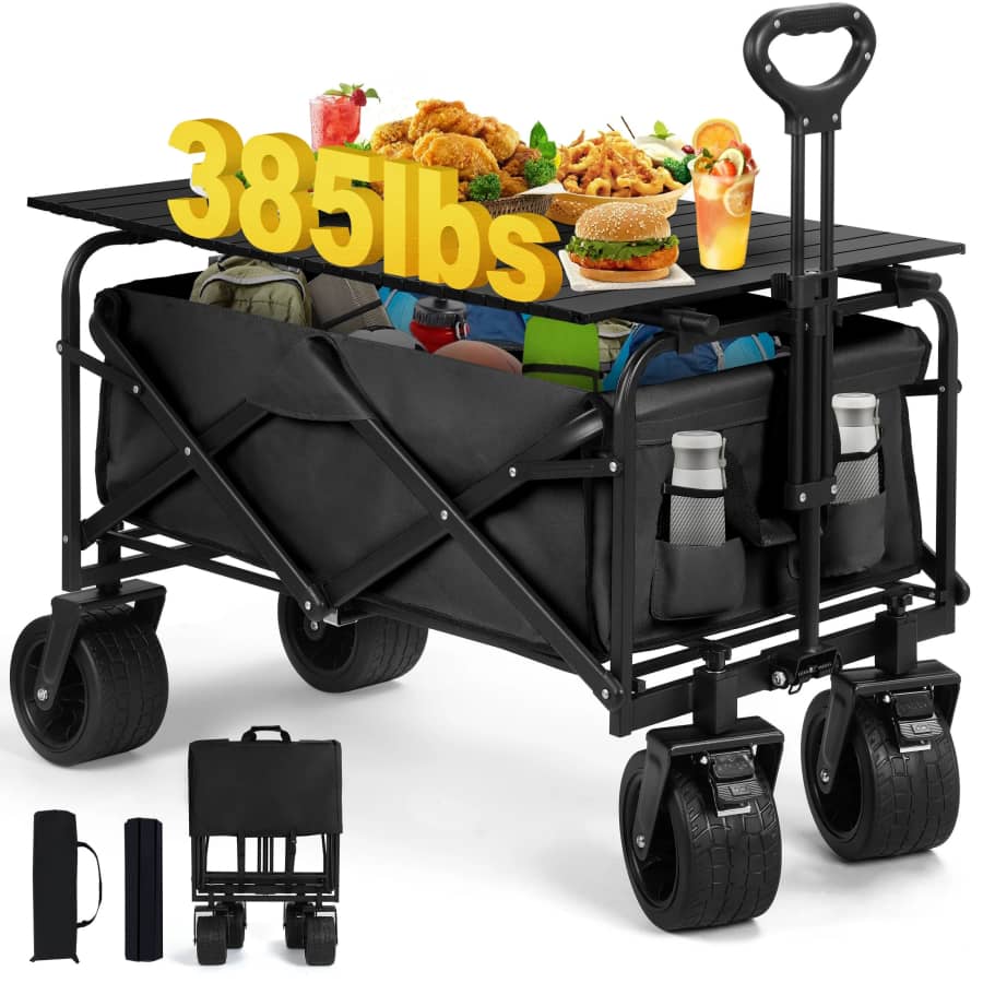 Firstness Heavy Duty Collapsible Wagon Cart w/ Tabletop: $59.89