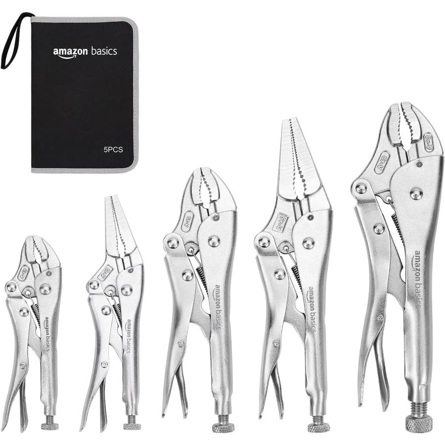Amazon Basics 5-Piece Locking Pliers & Wire Cutters Set: $17