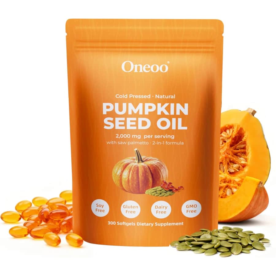 Oneoo Pumpkin Seed Oil 2000mg with Saw Palmetto 300-Count: $9.99